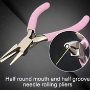 Resim 1 adet 5 İnç Pembe Saplı Hassas Yuvarlak İçbükey Pense Yarım Yuvarlak Ağız & Yarım Oluklu İğne Yuvarlama Pencereleri - DIY Takı Yapımı Hobisi için Metal Tel Döngüleme & Bükme Aracı, Takı Yapımı için Tel 