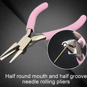 Resim 1 adet 5 İnç Pembe Saplı Hassas Yuvarlak İçbükey Pense Yarım Yuvarlak Ağız & Yarım Oluklu İğne Yuvarlama Pencereleri - DIY Takı Yapımı Hobisi için Metal Tel Döngüleme & Bükme Aracı, Takı Yapımı için Tel 