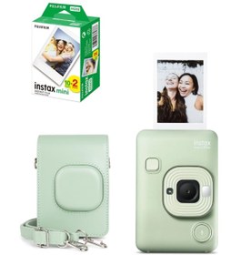 Resim Fujifilm Instax Mini LiPlay Hybrid Matcha Green Fotoğraf Makinesi 20'li Film Liplay Uyumlu Çantalı Set 