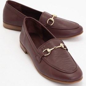 Resim Trexıe Bordo Cilt Hakiki Deri Tokalı Kadın Loafer Ayakkabı Bordo 