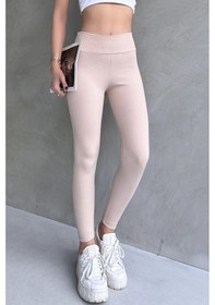 Resim Kadın Yüksek Bel Toparlayıcı Ve Sıkılaştırıcı Tayt Yüksek Kalite Spor Ve Günlük Kullanım Bej 