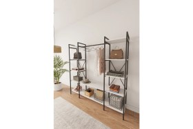 Resim Mobitopya Nilamu Elbise Dolabı / Metal Aksamlı / Beyaz/ Açık Dolap / Organizer / Askılık 