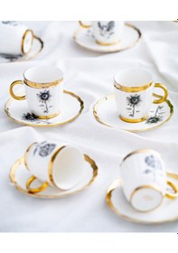 Resim Acar Melody 6 Kişilik Porselen Kahve Fincanı Takımı Beyaz 