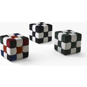 Resim Renkli Kare Puff Çok Renkli 