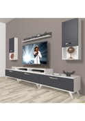 Resim Decoraktiv Ekoflex 270da Mdf Retro Tv Ünitesi Tv Sehpası Beyaz - Antrasit 