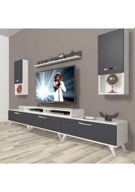 Resim Decoraktiv Ekoflex 270da Mdf Retro Tv Ünitesi Tv Sehpası Beyaz - Antrasit 