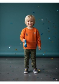 Resim Zekids Erkek Çocuk Dikiş Detaylı Bisiklet Yaka Sweatshirt-16420 Turuncu 