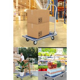 Resim Stilmax 300 kg Kapasiteli Katlanır Tabla Koli Yük Paket Taşıma El Arabası Kaydırmaz Taban Depo El Arabası 