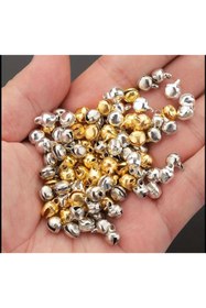 Resim OZN AKSESUAR gümüş parlak kulplu çan zil hayvan tasma zili amigurumi zil kına gecesi tef yapımı zili 12mm 50 adet 