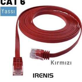 Resim Irenis CAT6 Kablo Yassı Ethernet Network Lan Ağ İnternet Kablosu 50 CM Kırmızı 