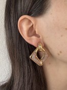 Resim Işıltı Detaylı Gold Küpe 