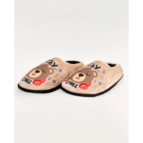 Resim ZİPPO-K- Ayı Figürlü Krem Erkek Ev Terliği 