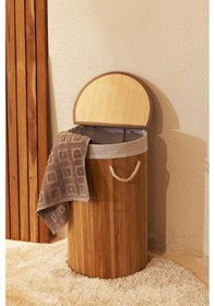Resim Koza Home Meander Yuvarlak Bambu Çamaşır Sepeti 35x61 55lt 5113 439726 Diğer 