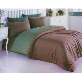 Resim Ecosse Ranforce Biyeli Çift Kişilik Nevresim Takımı Kahve-yeşil 