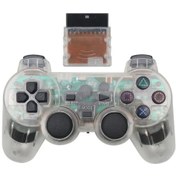 Resim Beyaz-şeffaf Renk Sony Ps2 Kablosuz Denetleyici Gamepad Playstation 2 İçin 2.4g Titreşim Joystick Konsolu Ps2 Aksesuarları 