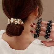 Resim Zarif Akrilik İnci ve Kristal Boncuklu Saç Lastikleri - Kadınlar İçin Minimalist Saç Halkaları, 14+ Yaş Grubu, Çok Renkli, 1/3 Paket Set 