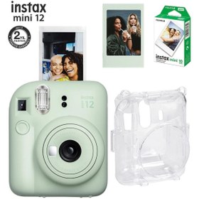 Resim Fujifilm Instax Mini 12 Fotoğraf Makinesi-10'lu Film-Şeffaf Pleksi Kılıf ve Fotoğraf Çerçevesi Seti 2 Yeşil 