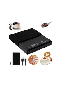 Resim Willowhaven Siyah 0.1g Hassas Zamanlı Şarj Edilebilir Kahve Terazisi French Press Espresso Uyumlu Siyah 