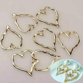 Resim 4 adet/set Alaşımlı Oyuk Kalpler Charm, 37x30mm, Kişilik Tasarımı, DIY Moda Takı Küpe Yapımı Aksesuarları, Kolye El Sanatları Malzemeleri 