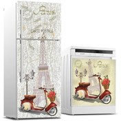 Resim Jasmin2020 Buzdolabı Ve Bulaşık Makinası Sticker Kaplama Etiketi Paris Vintage Motor 