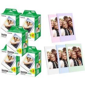 Resim Fujifilm Instax mini 100'lü Film ve 5 Fotoğraf Çerçevesi 