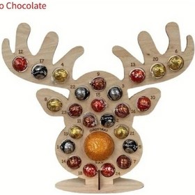 Resim Elmpaly A 24 Parçalı Vintage Ahşap Advent Takvimi, Yapay Çikolata Süslemeli Retro Duvar Dekoru 