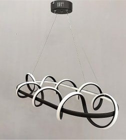 Resim TREND 3KADEMELİ YEMEK MASASI MODERN SİYAH LED AVİZE 