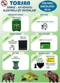 Resim Torsan Güneş Panelli Pro Plus 500 Elektrikli Çit Sistemi Domuz - Ayı Kovucu 500mt 