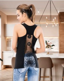 Resim Güpür Detaylı Sporcu Atlet 135 Siyah 