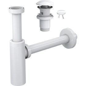 Resim Suera Moon Ayarlanabilir Lavabo Sifonu + Elixir Pop-Up Set (Mat Beyaz- Taşma Delikli) 