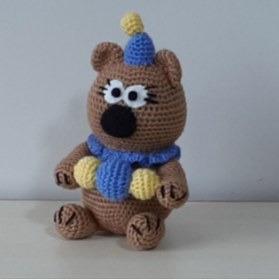 Resim nildamigurumi Amigurumi Örgü Oyuncak Ayı Palyaço 24 Cm 