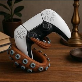 Resim Ahtapot Tasarımlı Gamepad Standı Kahverengi 