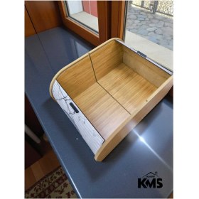 Resim Feyza Design Ahşap Çift Bölmeli Patates ve Soğan Saklama Kutusu, Şık ve Kullanışlı Tasarım 