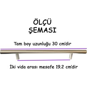 Resim 12 Adet Boy Kulp Inox 192 mm Kulp Mobilya Mutfak Dolabı Çekmece Dolap Kapak Kulpu Kulbu Metal Kulpları 