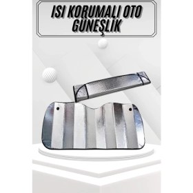 Resim Marsilyan Güneşlik Koruyucu Perde Metalize Oto Araç Araba Güneşliği Ön Cam Güneşliği 