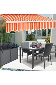 Resim KÜSKÜ Polyester Bahçe Balkon Tentesi 400x250 cm Multicolor Güneşlik Gölgelik Tenteli Sistem 