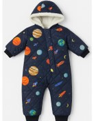 Resim Bebek Astronot Tulum Kapüşonlu Ve Kürklü Lacivert 