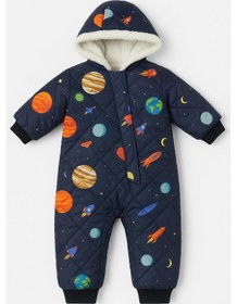 Resim Bebek Astronot Tulum Kapüşonlu Ve Kürklü Lacivert 