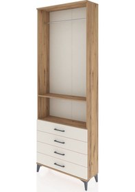 Resim Arges Dolap 2 Raflı 4 Çekmeceli Tek Askılı 88x30x243 Çam-aytaşı Çam 
