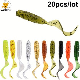 Resim 20 Adet/lot 4cm Yumuşak Silika Grub Yem, Balıkçılık Takımı için Kuyruklu Solucan Yemi - Gerçekçi Toprak Solucanı Yemi ile Artırılmış Çekicilik 