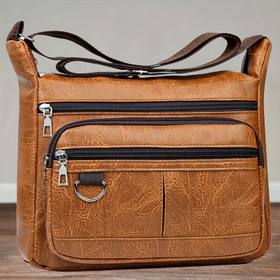 Resim Yeni Rahat Erkek Çantası PU Erkek Çantası Omuz Çantası Crossbody Çantası Büyük Kapasiteli 