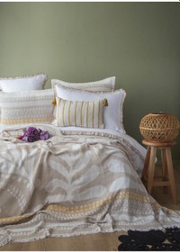 Resim Çift Kişilik Zest Bej Pamuk Yatak Örtüsü Nevresim Seti Bej 