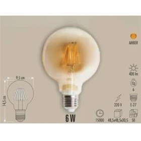 Resim Linway Rustik LED Ampul Glop Uzun Fılament Gün Işığı 6W 