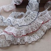 Resim Çiçekli Dantel Gibi Süsleme - Beyaz, Kırmızı, Mavi Baskılı Desenli - DIY Dikiş için, Elbise Yapımı, Eğlence - Etekler, Bluzlar, Ev Dekoru İçin Dekoratif Kenarlık - Polyester Kumaş, Dantel Süsleme, Zanaat Süslemeleri, Şık Kenarlık, Hafif Malzeme, El Sanatları Severler 