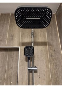 Resim Lüks Siyah-krom Yağmurlama Tepe Duş Seti Siyah 