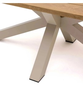 Resim Cross Alüminyum Bahçe Yemek Masası Doğal Meşe Görünümlü 220 cm 