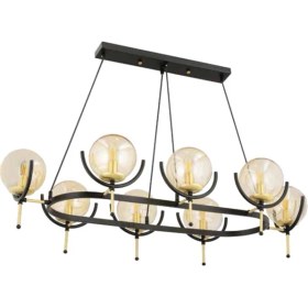 Resim Eys 8 Li Siyah Eskitme Yemek Masası Avizesi 