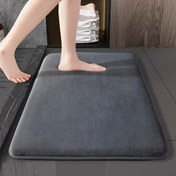 Resim Yumuşak Hafıza Köpüklü Banyo Paspası - Kaymaz, Emici, Makinede Yıkanabilir Duş Halısı, Ev Banyosu, Mutfak ve Yatak Odası Dekoru için Koyu Gri Dikdörtgen Tasarım 