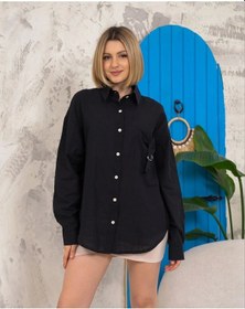 Resim Relax Fit Keten Gömlek Siyah S255349 Siyah 