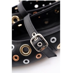 Resim Siyah Kuş Gözlü Deri Babet 23638-siyah Siyah 